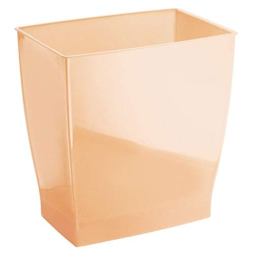 Home Offices Kitchens Shatter-Resistant Plastic Powder Rooms Peach Small Garbage Container Bin for Bathrooms mDesign Rectangular Trash Can Wastebasket